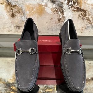 Salvatore Ferragamo Size 12 Men’s Dark Rain Suede